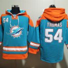 Men's Miami Dolphins #54 Zach Thomas Aqua Lace-Up Pullover Jersey Hoodie