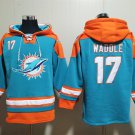 Men's Miami Dolphins #17 Jaylen Waddle Aqua Lace-Up Pullover Jersey Hoodie