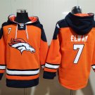 Men's Denver Broncos #7 John Elway Orange Lace-Up Pullover Jersey Hoodie