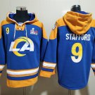 Los Angeles Rams #9 Matthew Stafford Royal With Super Bowl Patch Lace-Up Pullover Hoodie Jersey