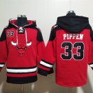 Men's Chicago Bulls #33 Scottie Pippen Red Lace-Up Pullover Hoodie Jersey