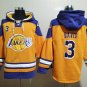 Men's Los Angeles Lakers #3 Anthony Davis Gold Lace-Up Pullover Hoodie Jersey