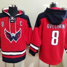 Washington Capitals #8 Alexander Ovechkin Red Lace-Up Pullover Hoodie Jersey