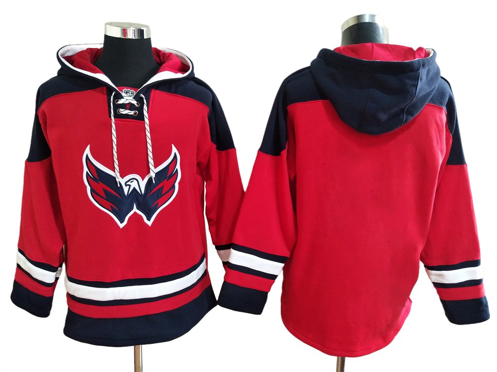 Washington Capitals Blank Custom Any Name/Number Red Lace-Up Pullover Hoodie Jersey