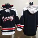 Men's New Jersey Devils Blank Custom Any Name/Number Alternate Black Lace-Up Pullover Hoodie Jersey