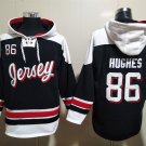 Men's New Jersey Devils #86 Jack Hughes Alternate Black Lace-Up Pullover Hoodie Jersey