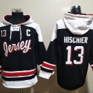 Men's New Jersey Devils #13 Nico Hischier Alternate Black Lace-Up Pullover Hoodie Jersey