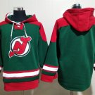Men's New Jersey Devils Blank Custom Any Name/Number Green Lace-Up Pullover Hoodie Jersey