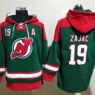 Men's New Jersey Devils #19 Travis Zajac Green Reverse Retro Lace-Up Pullover Hoodie Jersey
