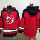 Men's New Jersey Devils Blank Custom Any Name/Number Red Lace-Up Pullover Hoodie Jersey