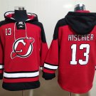 Men's New Jersey Devils #13 Nico Hischier Red Lace-Up Pullover Hoodie Jersey