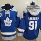 Men's Toronto Maple Leafs #91 John Tavares Royal Lace-Up Pullover Hoodie Jersey