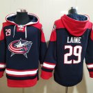 Men's Columbus Blue Jackets #29 Patrik Laine Navy Lace-Up Pullover Hoodie Jersey
