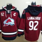 Men's Colorado Avalanche #92 Gabriel Landeskog Burgundy Lace-Up Pullover Hoodie Jersey