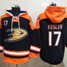 Men's Anaheim Ducks #17 Ryan Kesler Black Orange Lace-Up Pullover Hoodie Jersey