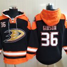 Men's Anaheim Ducks #36 John Gibson Black Orange Lace-Up Pullover Hoodie Jersey