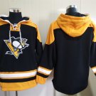 Men's Pittsburgh Penguins Blank Custom Any Name/Number Black Gold Lace-Up Pullover Hoodie Jersey