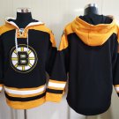 Men's Boston Bruins Blank Custom Any Name/Number Black Gold Lace-Up Pullover Hoodie Jersey