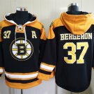 Men's Boston Bruins #37 Patrice Bergeron Black Gold Lace-Up Pullover Hoodie Jersey