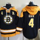Men's Boston Bruins #4 Bobby Orr Black Gold Lace-Up Pullover Hoodie Jersey