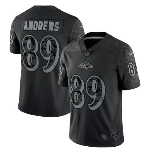 Men's Baltimore Ravens #89 Mark Andrews Black Reflective Limited Stitched Jersey