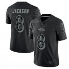 Men's Baltimore Ravens #8 Lamar Jackson Black Reflective Limited Stitched Jersey