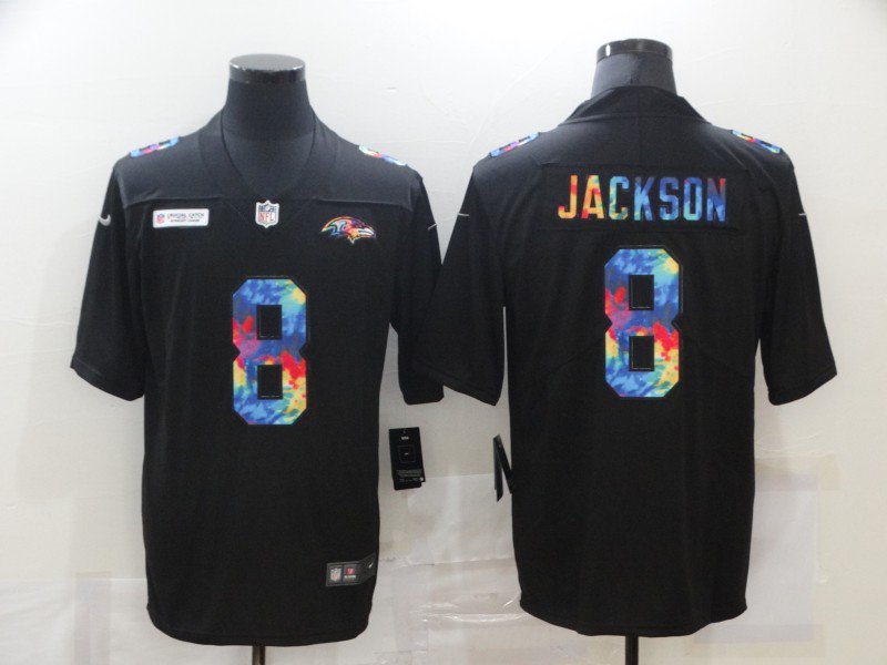 Baltimore Ravens #8 Lamar Jackson Multi-Color 2020 Crucial Catch Vapor Untouchable Limited Jersey