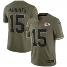 Kansas City Chiefs #15 Patrick Mahomes Olive Salute To Service Limited Stitched Jersey
