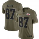 Kansas City Chiefs #87 Travis Kelce Olive Salute To Service Limited Stitched Jersey