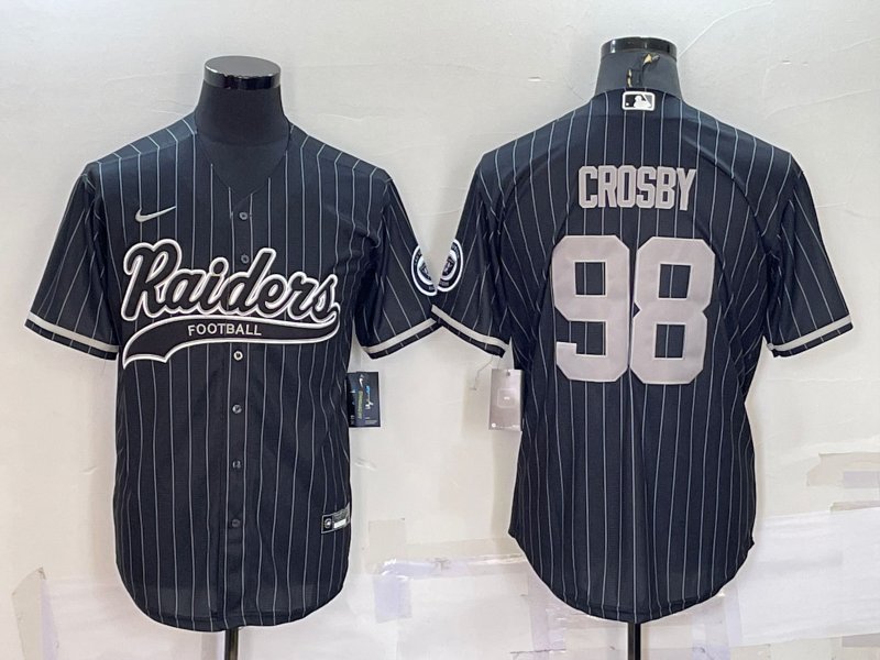 Las Vegas Raiders #98 Maxx Crosby Black With Patch Stitched