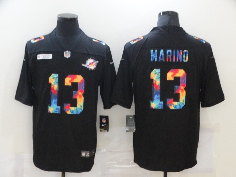 Miami Dolphins #13 Dan Marino Multi-Color Black Crucial Catch Vapor Untouchable Limited Jersey