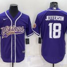 Minnesota Vikings #18 Justin Jefferson Purple With Patch Stitched Baseball Jersey