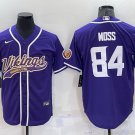 Minnesota Vikings #84 Randy Moss Purple With Patch Stitched Baseball Jersey