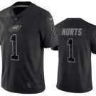 Philadelphia Eagles #1 Jalen Hurts Black Reflective Limited Stitched Jersey