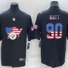 Pittsburgh Steelers #90 TJ Watt 2022 USA Map Fashion Black Color Rush Stitched Limited Jersey