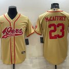 San Francisco 49ers #23 Christian McCaffrey Gold With Patch Stitched Baseball Jersey