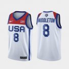 Men's USA Team #8 Khris Middleton Home White 2021 Tokyo Olympics Jersey