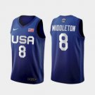 Men's USA Team #8 Khris Middleton Away Blue 2021 Tokyo Olympics Jersey