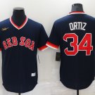Men's Boston Red Sox #34 David Ortiz Navy Blue Cooperstown Collection Stitched Throwback Jersey