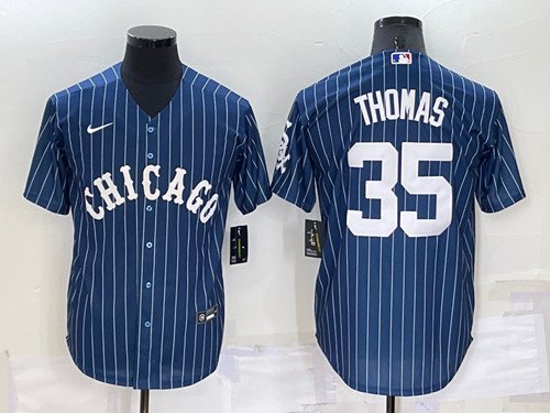 Chicago White Sox #35 Frank Thomas Navy Cool Base Stitched Baseball Jersey