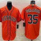 Houston Astros #35 Justin Verlander Orange With Patch Stitched Cool Base Baseball Jersey