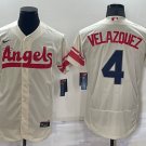 Los Angeles Angels #4 Andrew Velazquez Cream 2022 City Connect Flex Base Stitched Baseball Jersey