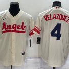 Los Angeles Angels #4 Andrew Velazquez Cream 2022 City Connect Cool Base Stitched Baseball Jersey