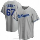 Los Angeles Dodgers #67 Vin Scully Grey With Los Stitched Cool Base Baseball Jersey