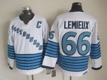 Men s Pittsburgh Penguins 66 Mario Lemieux 1967 68 White CCM Throwback Stitched Vintage Jersey