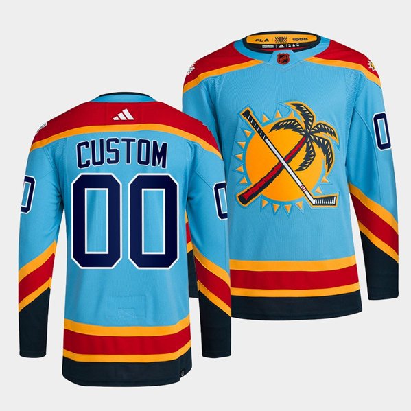 Custom Florida Panthers Your Name Blue 2022 Reverse Retro 2.0 Stitched Blank Hockey Jersey