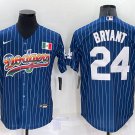 Los Angeles Dodgers #24 Kobe Bryant Rainbow Blue Red Pinstripe Mexico Baseball Jersey