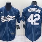 Los Angeles Dodgers #42 Jackie Robinson Navy Blue Pinstripe Stitched Baseball Jersey
