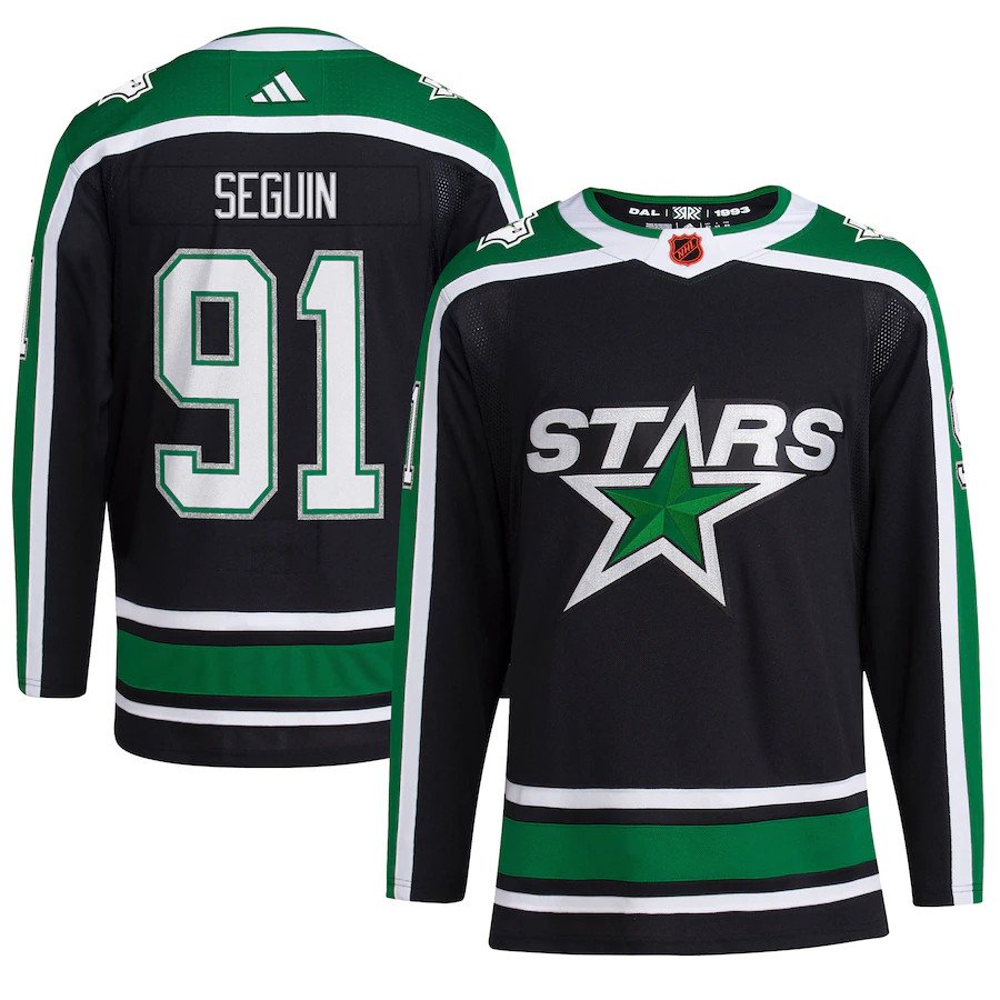 Custom Dallas Stars #91 Tyler Seguin 2022/23 Black Reverse Retro 2.0 ...