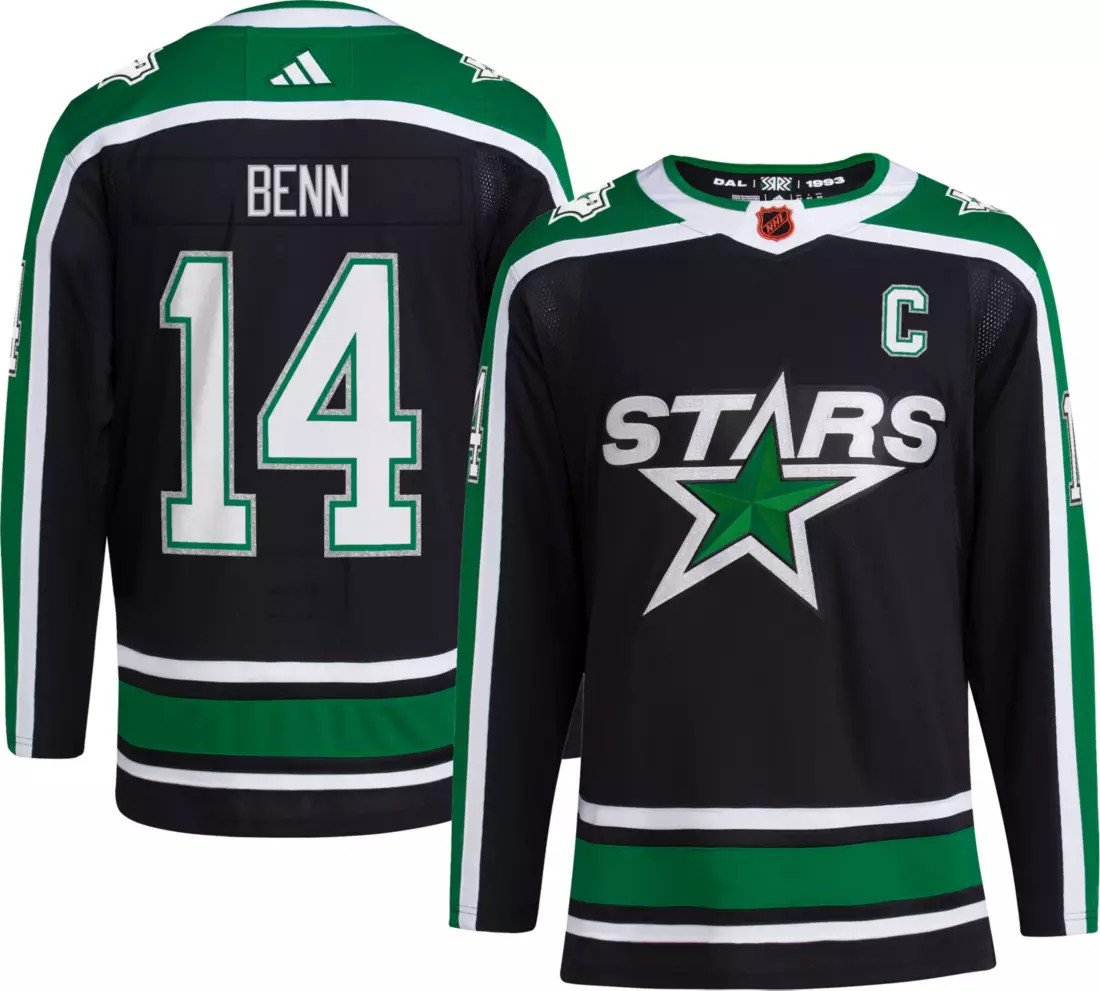 Custom Dallas Stars #14 Jamie Benn 2022/23 Black Reverse Retro 2.0 ...